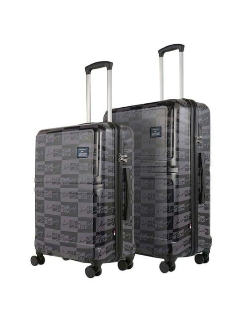 tommy hilfiger spring field black printed hard trolley bag pack of 2 - 53 cm