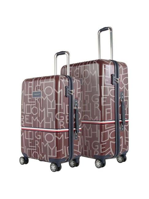 tommy hilfiger twister brown printed hard trolley bag pack of 2 - 51.5 cm