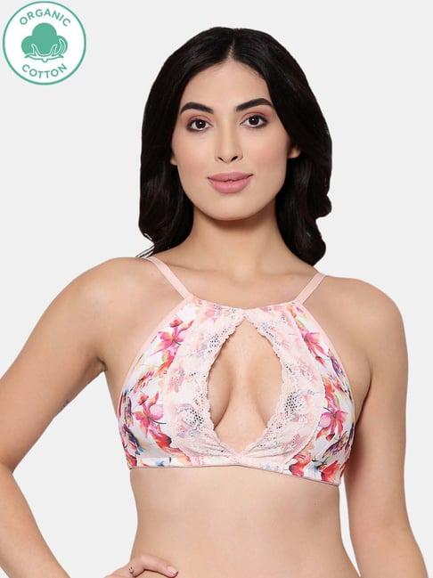 inner sense pink printed cotton bralette bra