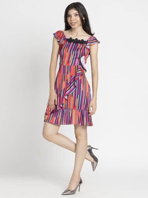 shaye multicolored striped a-line dress