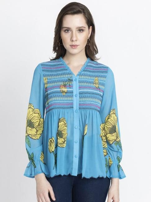 shaye blue printed shirt