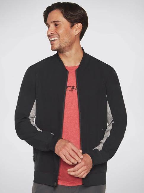 skechers black regular fit sports jacket