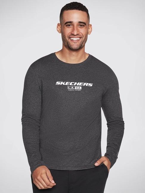 skechers grey comfort fit printed crew t-shirt