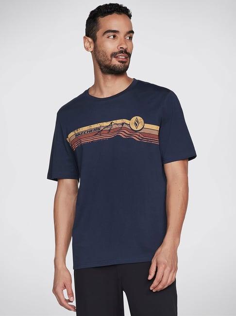 skechers navy comfort fit printed crew t-shirt