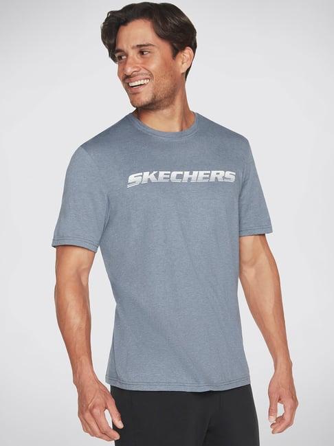 skechers blue relaxed fit printed crew t-shirt