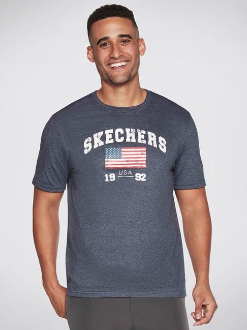 skechers navy relaxed fit printed crew t-shirt