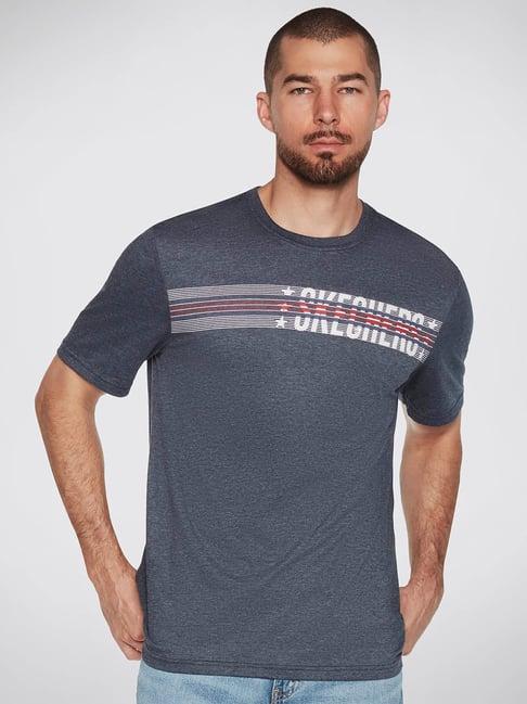 skechers navy relaxed fit printed crew t-shirt