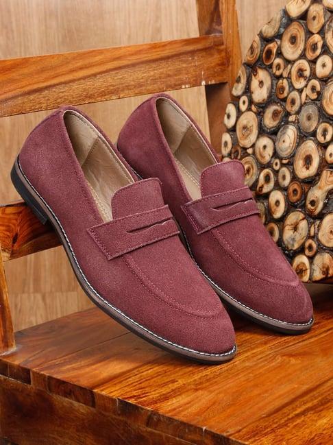 teakwood leathers men's purple casual loafers