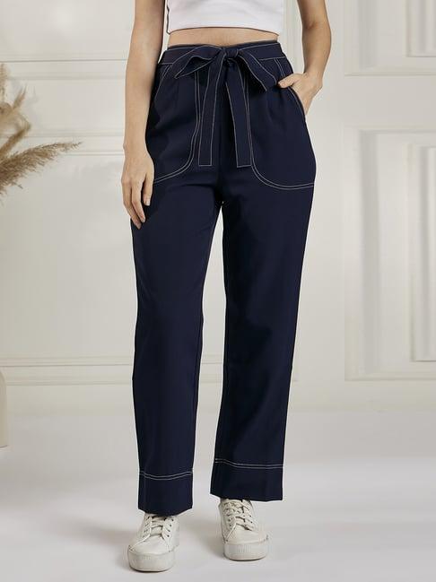 marie claire navy high rise trousers