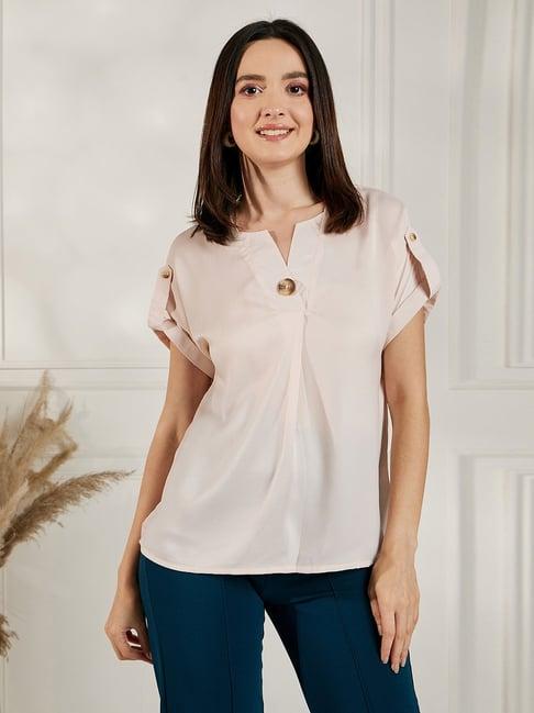 carlton london beige v neck top