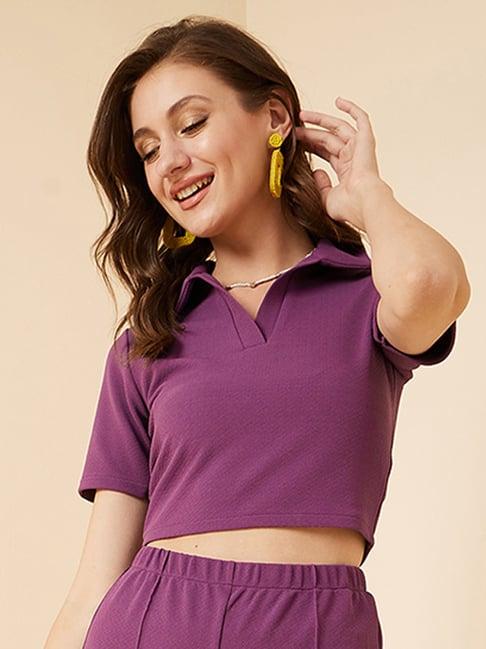 rare purple shirt collar top