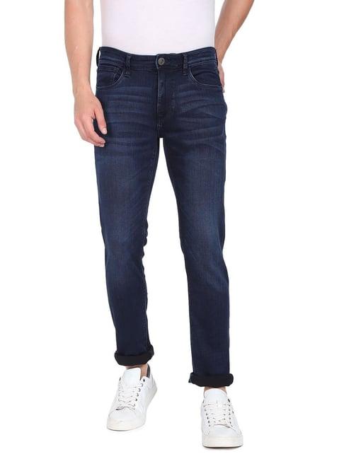 arrow sport blue cotton slim fit jeans