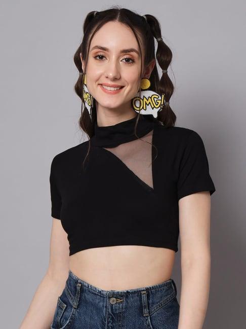 the dry state black high neck crop top