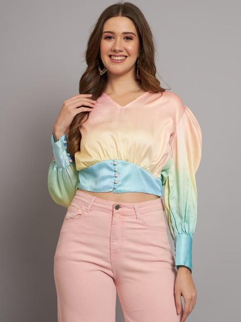 the dry state multicolored ombre pattern top