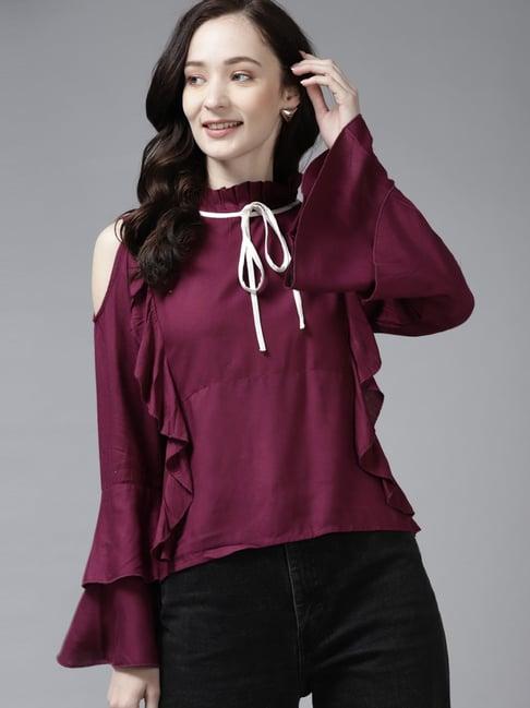 the dry state purple bell sleeves top