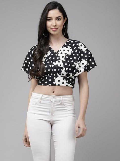 the dry state black & white polka dots crop top