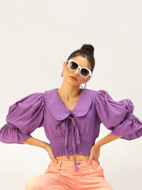 the dry state purple cotton crop top