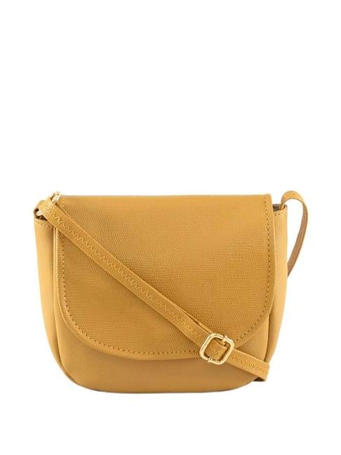 fastrack mustard textured small sling handbag