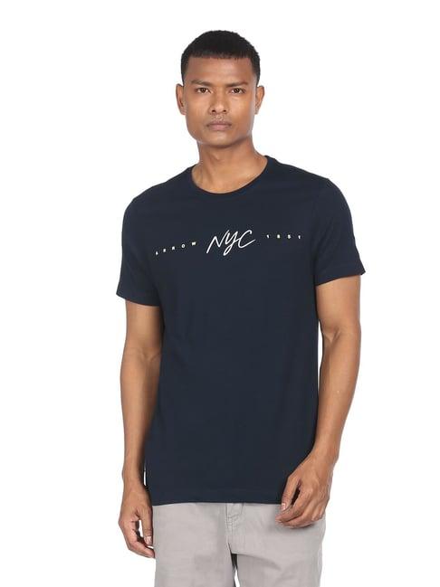 arrow new york navy cotton regular fit t-shirt