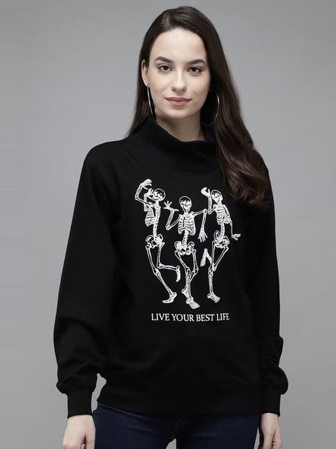 the dry state black cotton printed sweatshirt