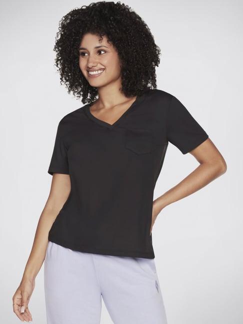 skechers black regular fit sports t-shirt