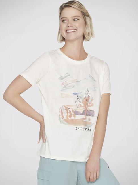 skechers cream graphic print t-shirt