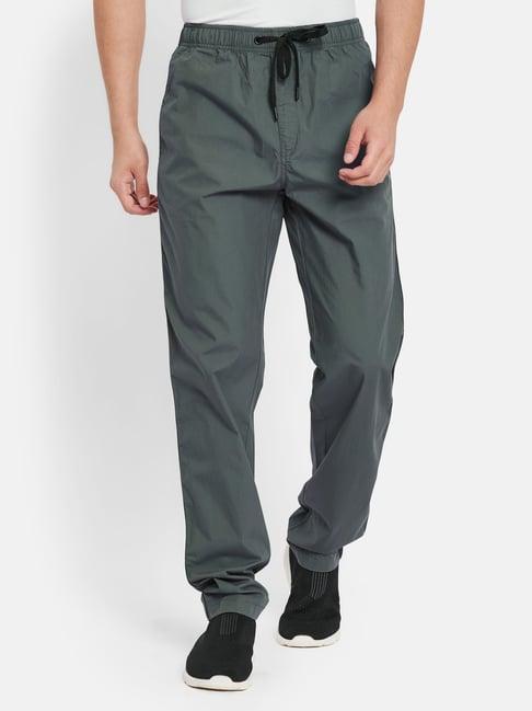 octave gun metal cotton regular fit trackpants