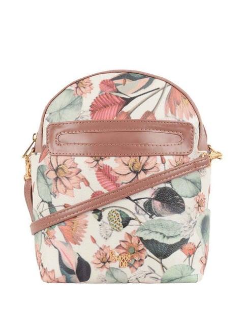 baggit nude mauve printed medium backpack