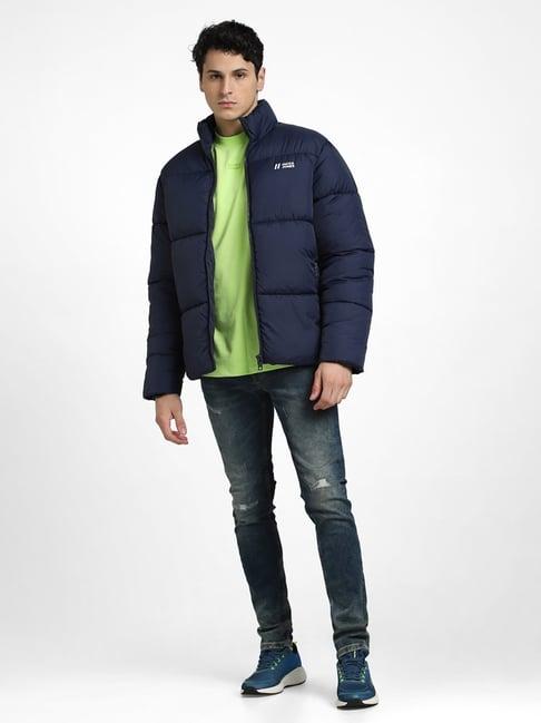 jack & jones navy regular fit puffer jacket