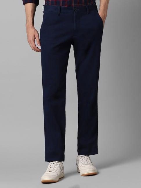 louis philippe sport navy slim fit flat front trousers