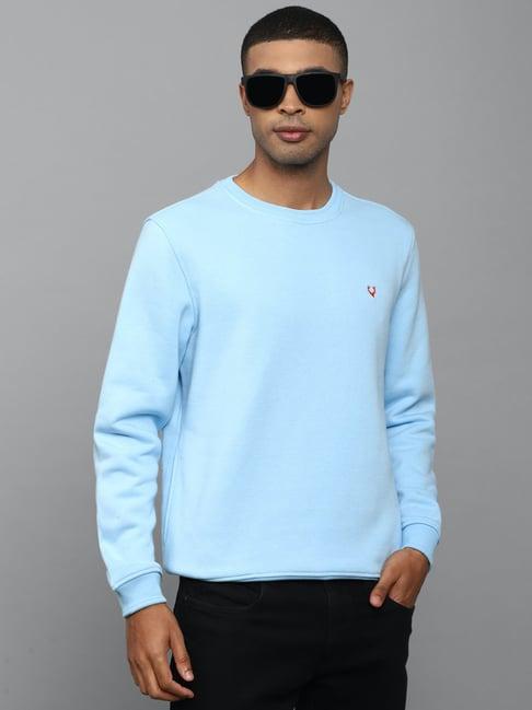 allen solly light blue regular fit cotton sweatshirt