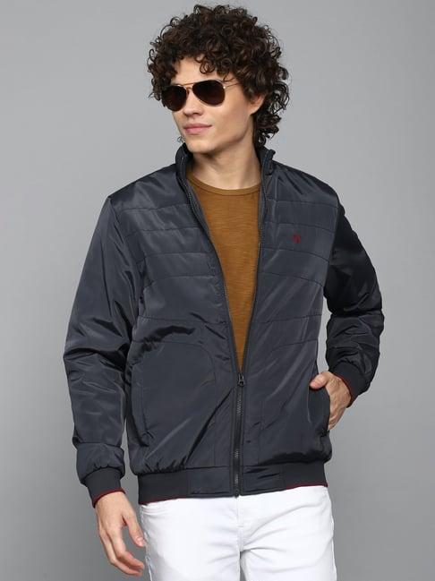 allen solly dark grey regular fit high neck jacket