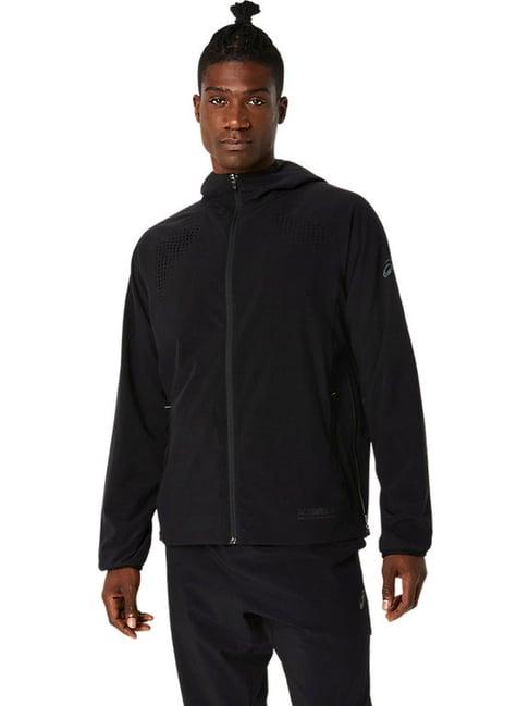 asics performance black regular fit hooded sweatshirt