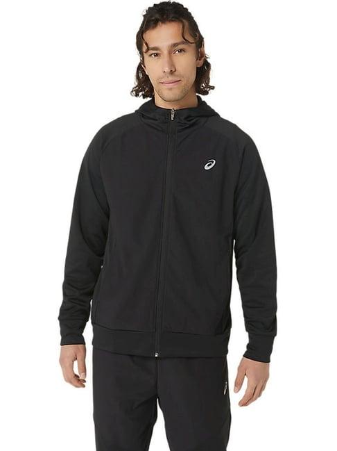 asics performance black regular fit hooded sweatshirt