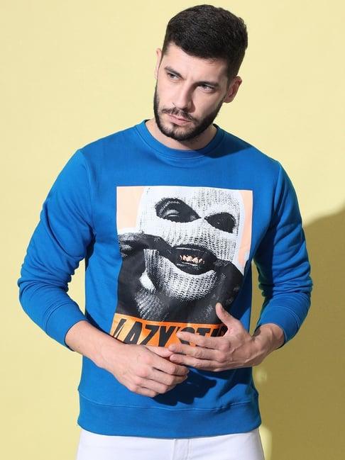 the dry state blue regular fit printed sweatshirt