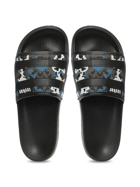 spykar men's black slides