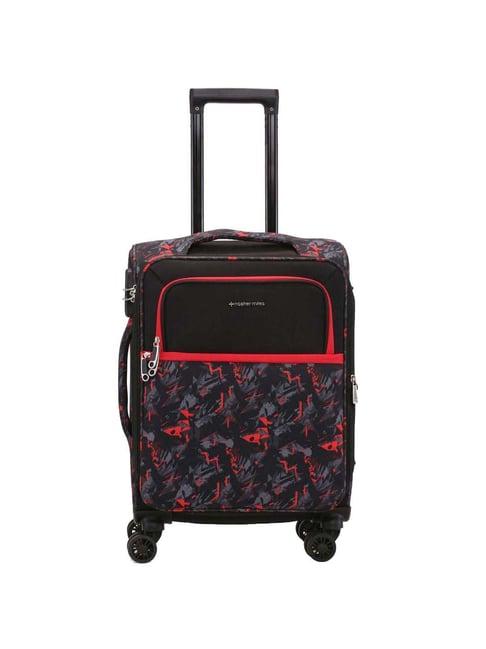 nasher miles bristol expander soft-sided polyester cabin luggage black orange 20 inch |55cm trolley bag