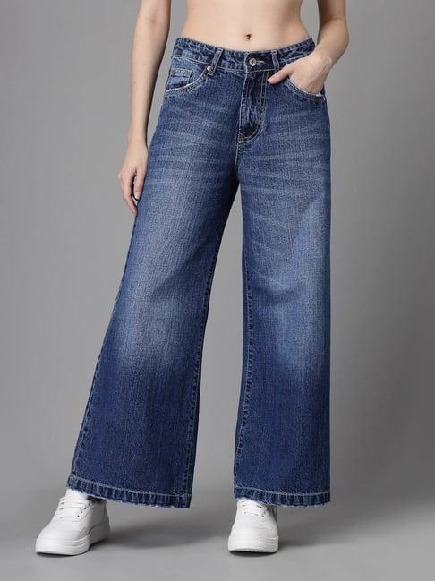 global republic blue straight fit mid rise jeans