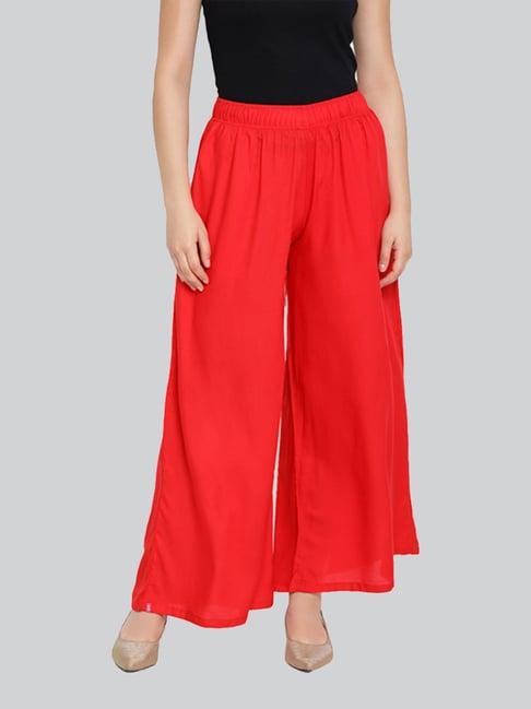 lyra red elasticated full length palazzos