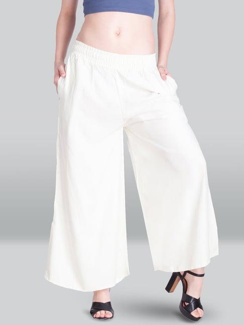 lyra white elasticated full length palazzos