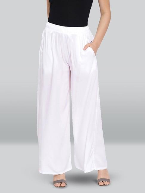 lyra white elasticated full length palazzos