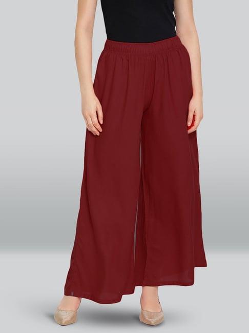 lyra maroon elasticated full length palazzos