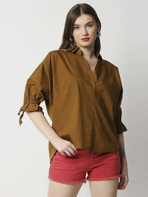 remanika tan pure cotton shirt