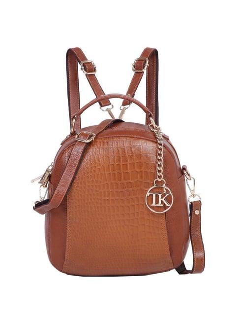 teakwood leathers tan leather medium backpack