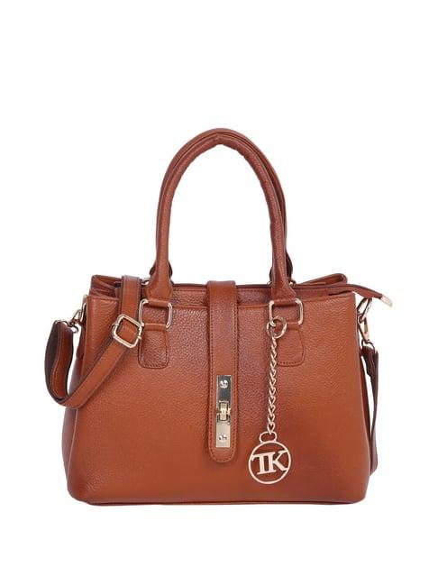 teakwood leathers tan solid medium handbag