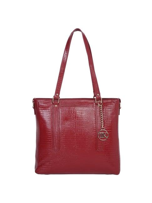 teakwood leathers maroon textured medium shoulder handbag