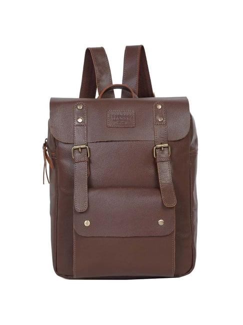 teakwood leathers 24 ltrs brown leather medium backpack