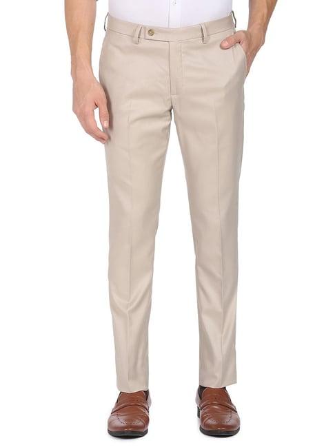 arrow beige regular fit trousers