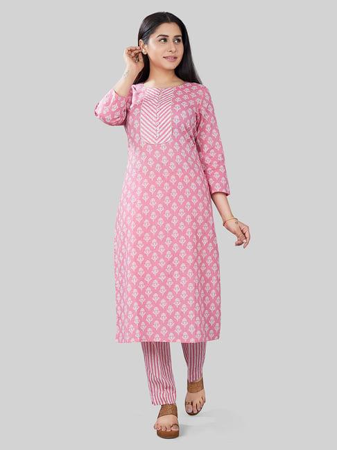 cotton culture pink embroidered kurta pant set