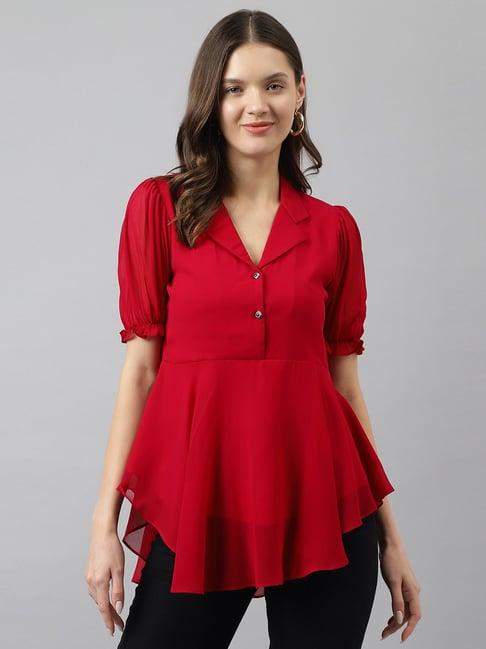 keri perry red regular fit top